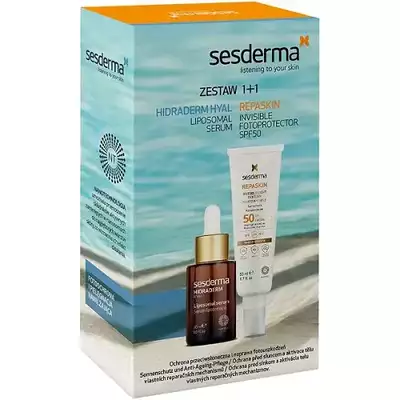 SESDERMA Zestaw: REPASKIN Invisible Fotoprotektor SFP50+ 50 ml + HIDRADERM HYAL Nawilżające serum liposomowe 30 ml