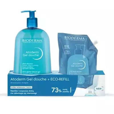 BIODERMA Zestaw Atoderm Gel Douche Żel myjący 1L+ Refill 1L