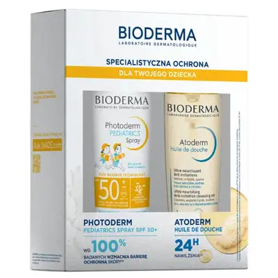 BIODERMA PHOTODERM Zestaw: Olejek pod prysznic 200 ml + Spray ochronny dla dzieci 200 ml