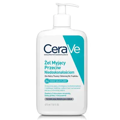 CERAVE Żel myjący przeciw niedoskonałościom z kwasem salicylowym, białą glinką i niacynamidem 473 ml