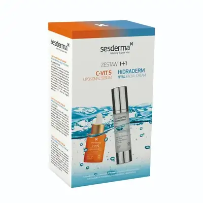 SESDERMA ZESTAW Sesderma Hidraderm Hyal krem 50 ml + C-VIT 5 serum liposomowe 30 ml