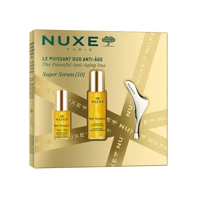 NUXE XMAS25 Zestaw Super: Serum do twarzy 30 ml + Serum pod oczy 15 ml + Masażer do twarzy